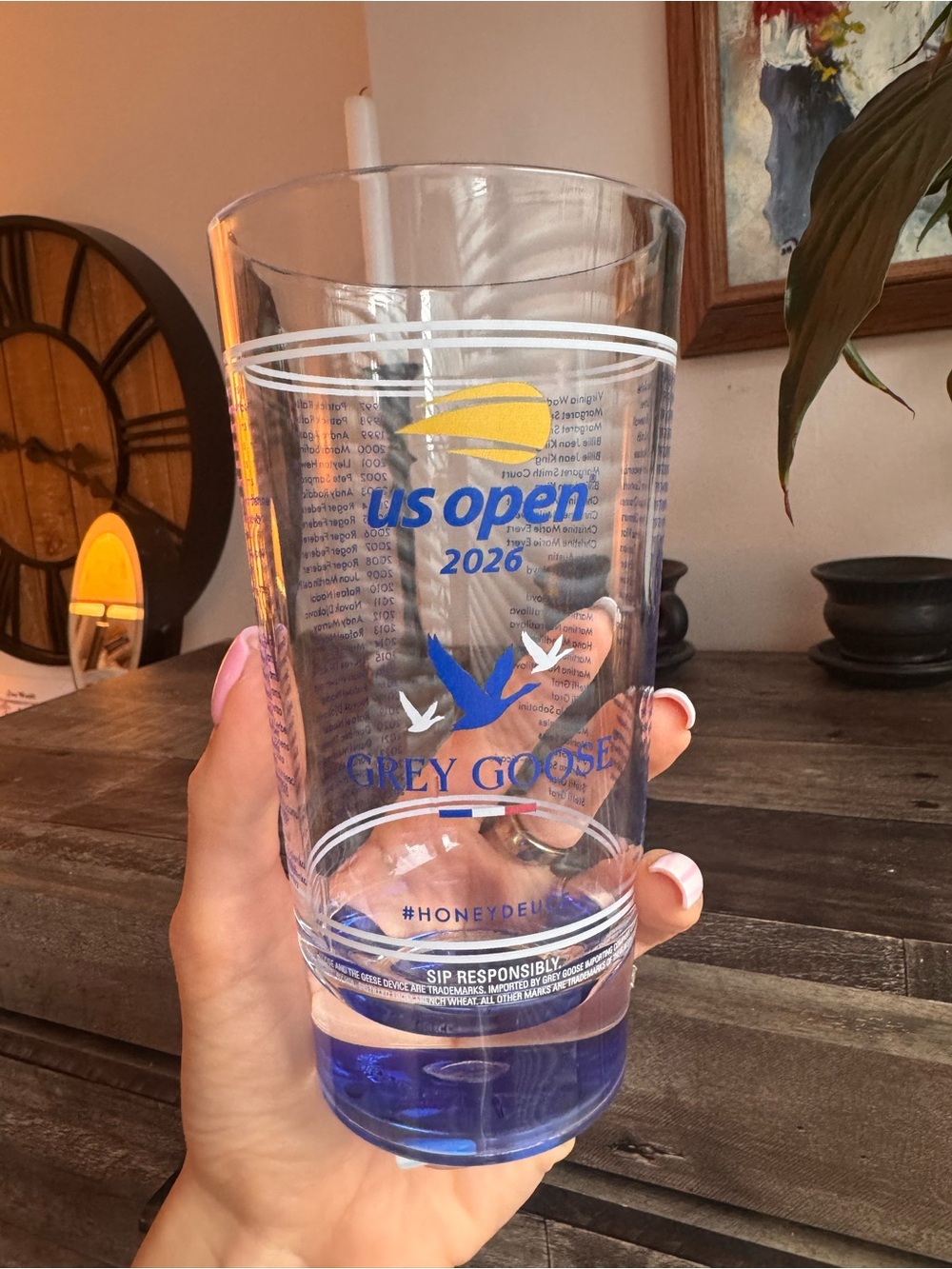 2026 US Open Grey Goose Honey Deuce Acrylic Glass Past Champions Collector Cup